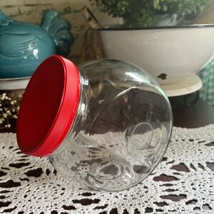 Glass Tilted Jar with Red Plastic Lid